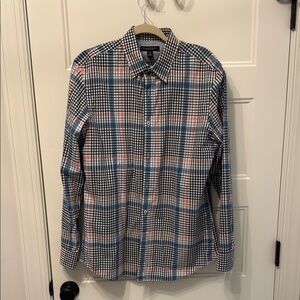 Like new Sz M Mens Banana Republic Blue and Pink Plaid Casual Button Down Shirt